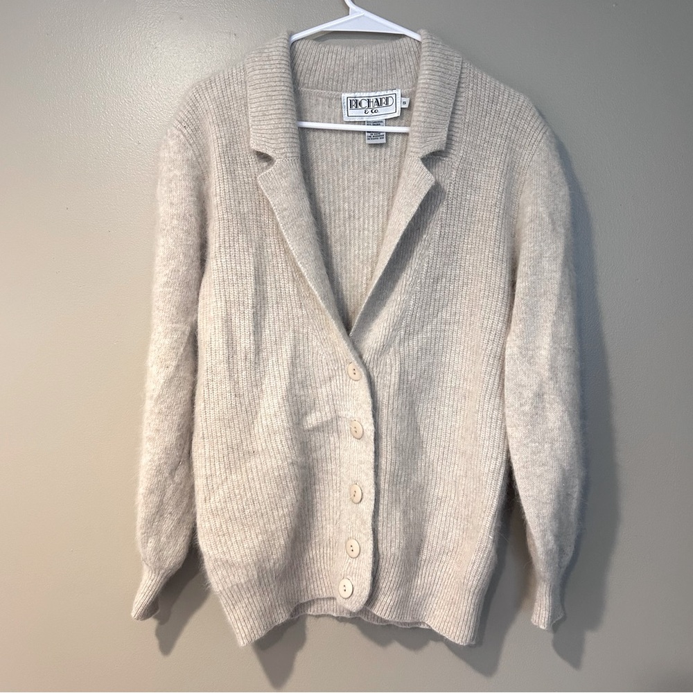Vintage lambs wool super soft fuzzy grandmacore loose fit button up cardigan